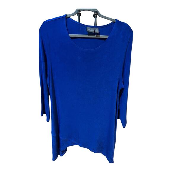 Chicos Travelers Size 3(XL) Royal Blue Trapeze Tunic wrinkle free Liquid Knit - Picture 2 of 7